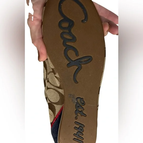 COACH Devin Signature Logo Shoes Sneakers Navy Khaki sz 8.5 Women's - Picture 7 of 8